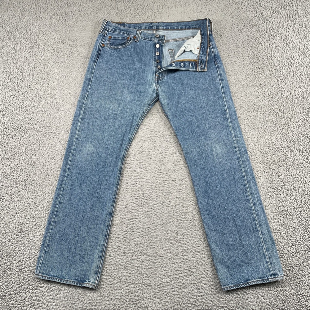 Levi's 501 Jeans Mens 34 Blue Original Fit Straight Leg Button Fly Denim Casual